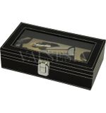 Black leather gift box with wine set 4 devices