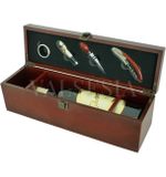 Gift wrapping for one wine mahogany + 4 winemaking equipment