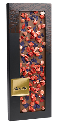 CHocoMe -  40% milk chocolate petals of violets, strawberries, 100 g