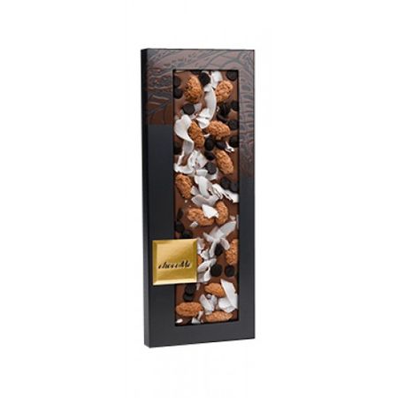 ChocoMe - Milk chocolate 40%, almonds in cinnamon sugar, coconut chips, drops of hot chocolate, 110g