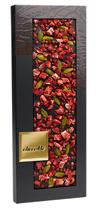CHocoMe - Dark chocolate 65%  pistachio, strawberry, red pimento, 100g
