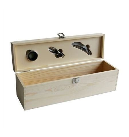 Wooden gift box for wine + 3 accessories