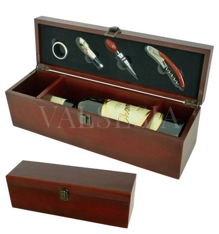 Gift wrapping for one wine mahogany + 4 winemaking equipment