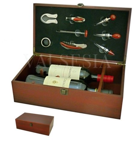 Exclusive gift box for 2 wine wine mahogany + 8 devices